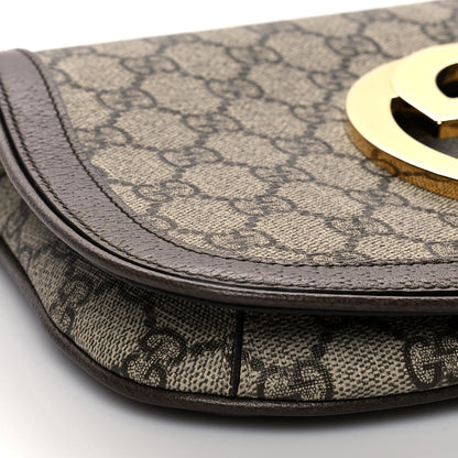 Gucci GG Supreme Monogram Textured Dollar Calfskin Blondie Chain Shoulder Flap Bag Beige Ebony New Acero 9 of 10