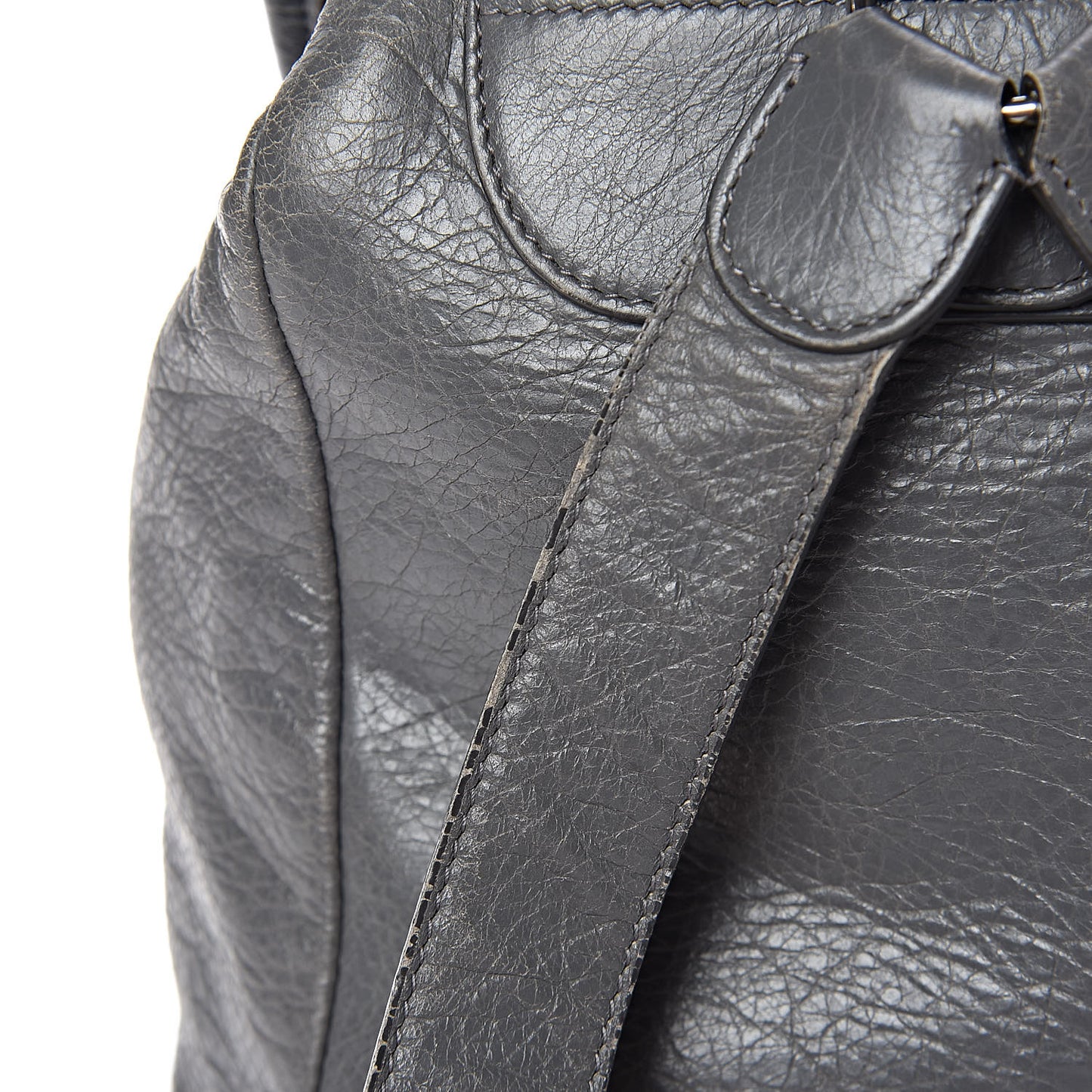 Agneau Silver Metallic Edge Hardware Backpack Gris Cendre