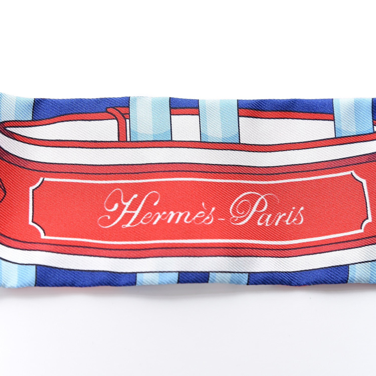 Hermes Silk Colliers de Chiens Remix Twilly Marine Rouge White 3 of 4