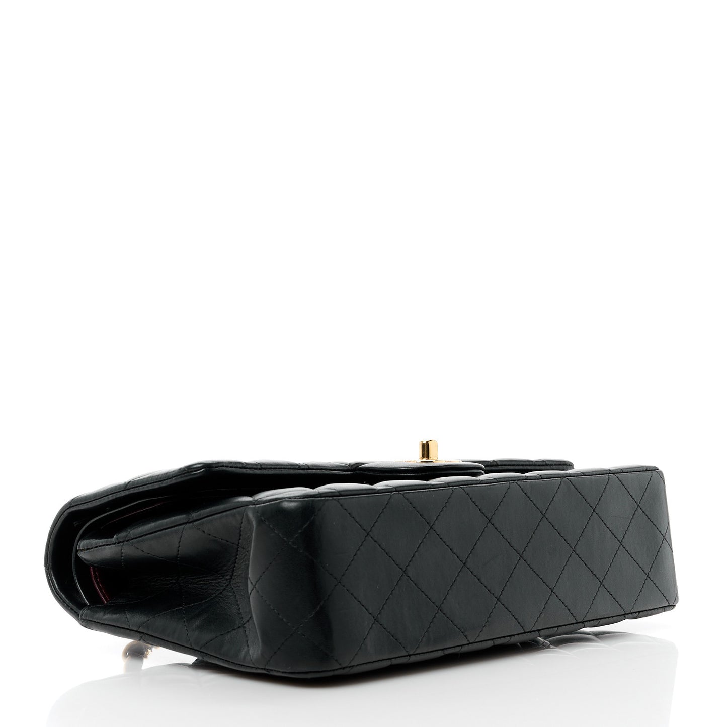 Lambskin Quilted Medium Double Flap Black