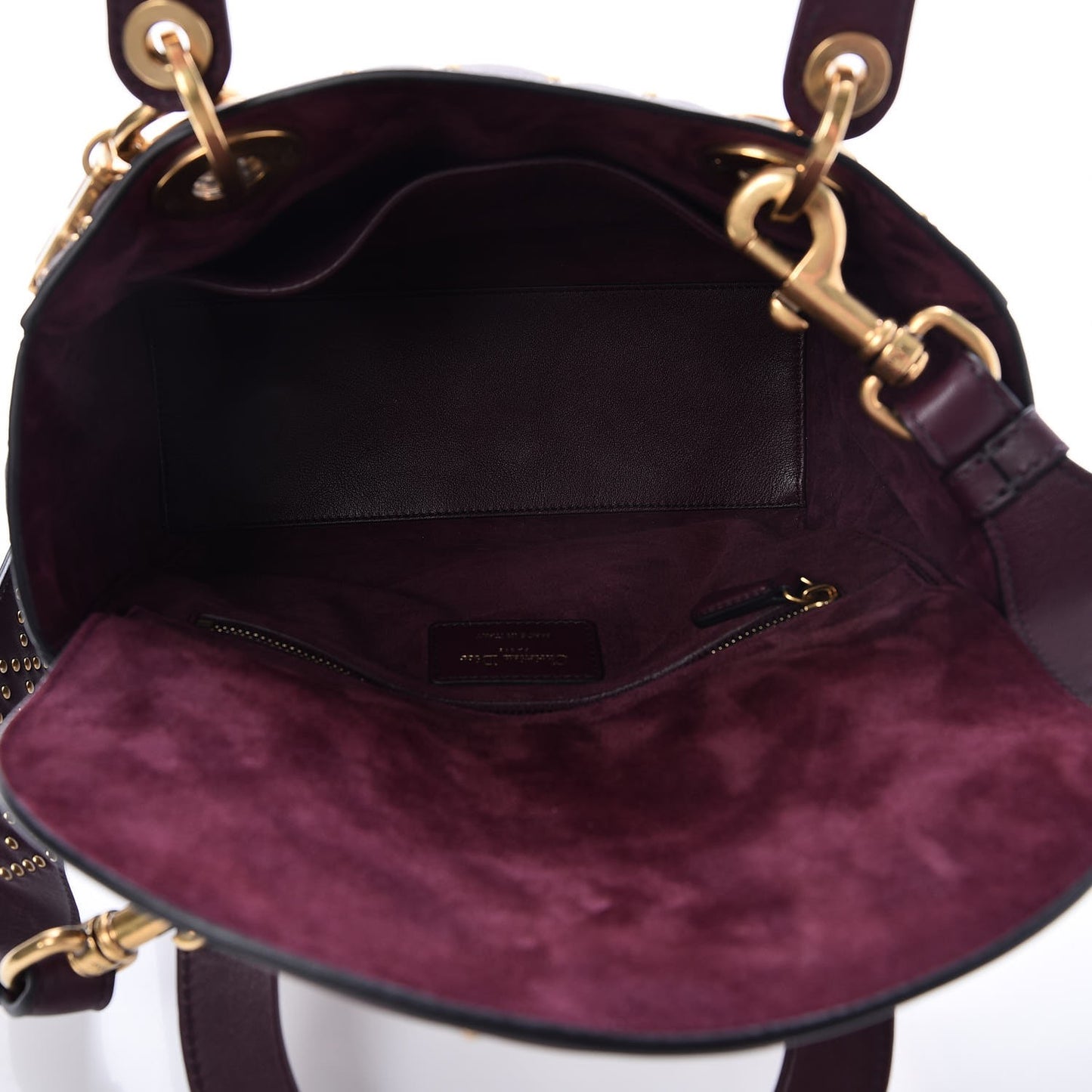 Calfskin Cannage Studded Medium Supple Lady Dior Deep Amaranth