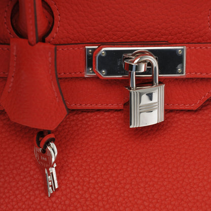 Hermes Taurillon Clemence Birkin 35 Rouge Pivoine 6 of 8