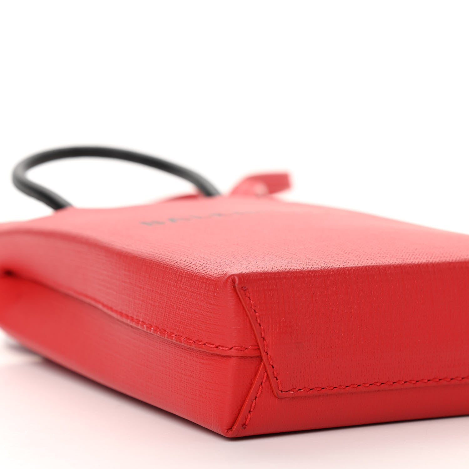 Balenciaga Squared Calfskin Logo Shopping Phone Holder Bag Red 8 of 9