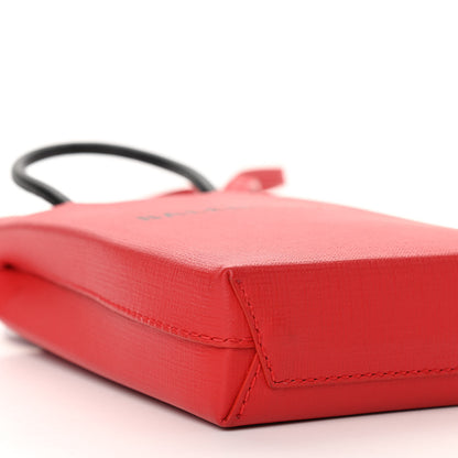Balenciaga Squared Calfskin Logo Shopping Phone Holder Bag Red 8 of 9