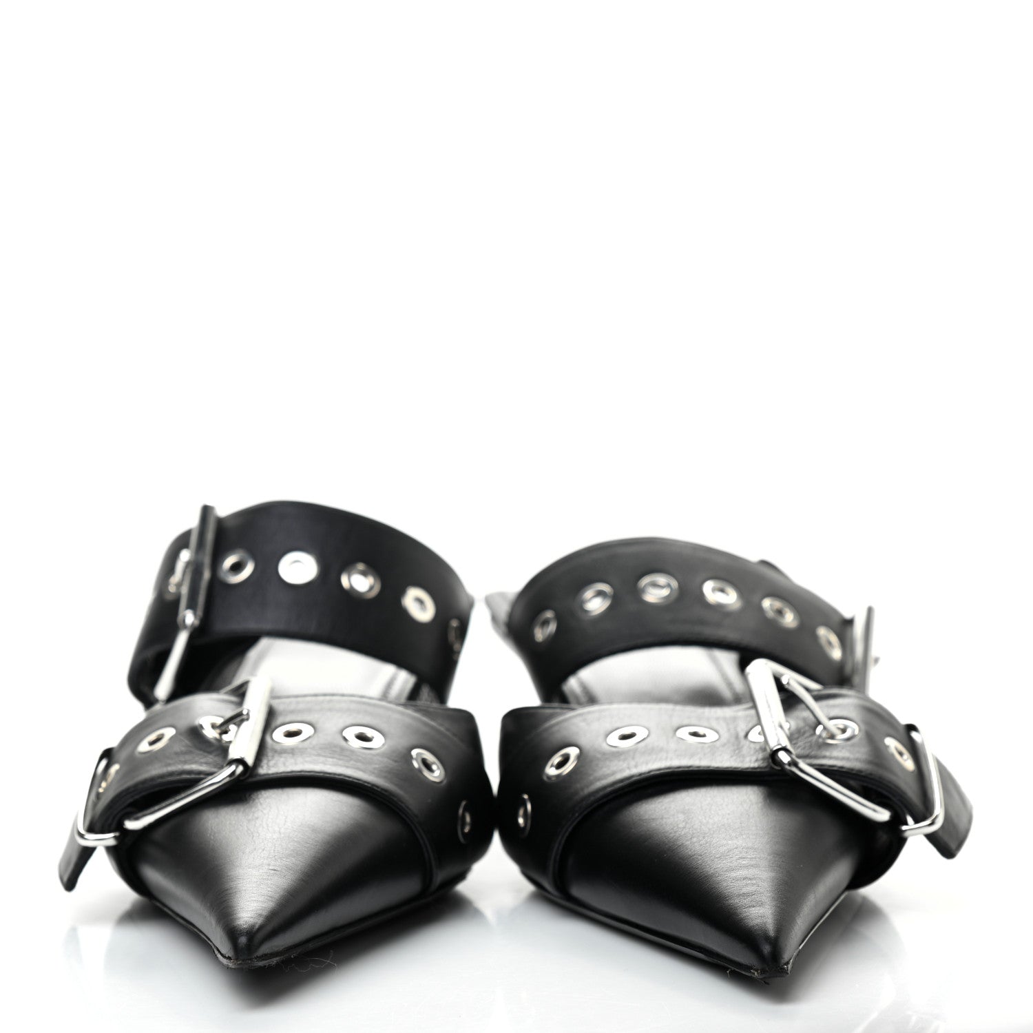 Balenciaga Shiny Calfskin Belt 40mm Mules 39.5 Black 2 of 8