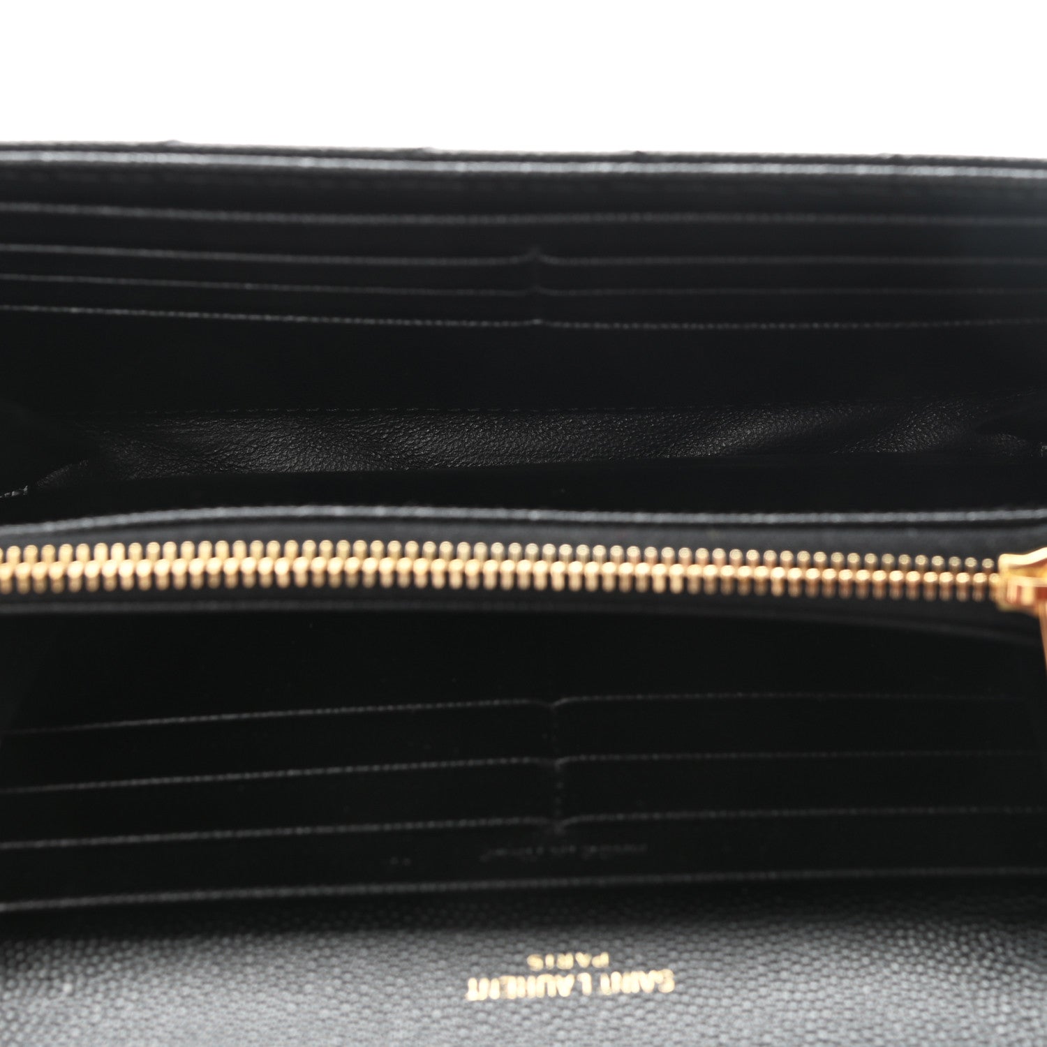 Saint Laurent Grain De Poudre Matelasse Chevron Monogram Flap Wallet Black 5 of 8