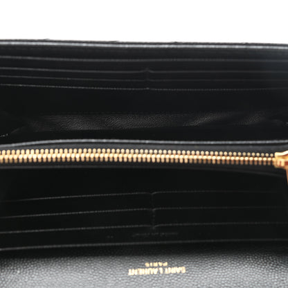 Saint Laurent Grain De Poudre Matelasse Chevron Monogram Flap Wallet Black 5 of 8