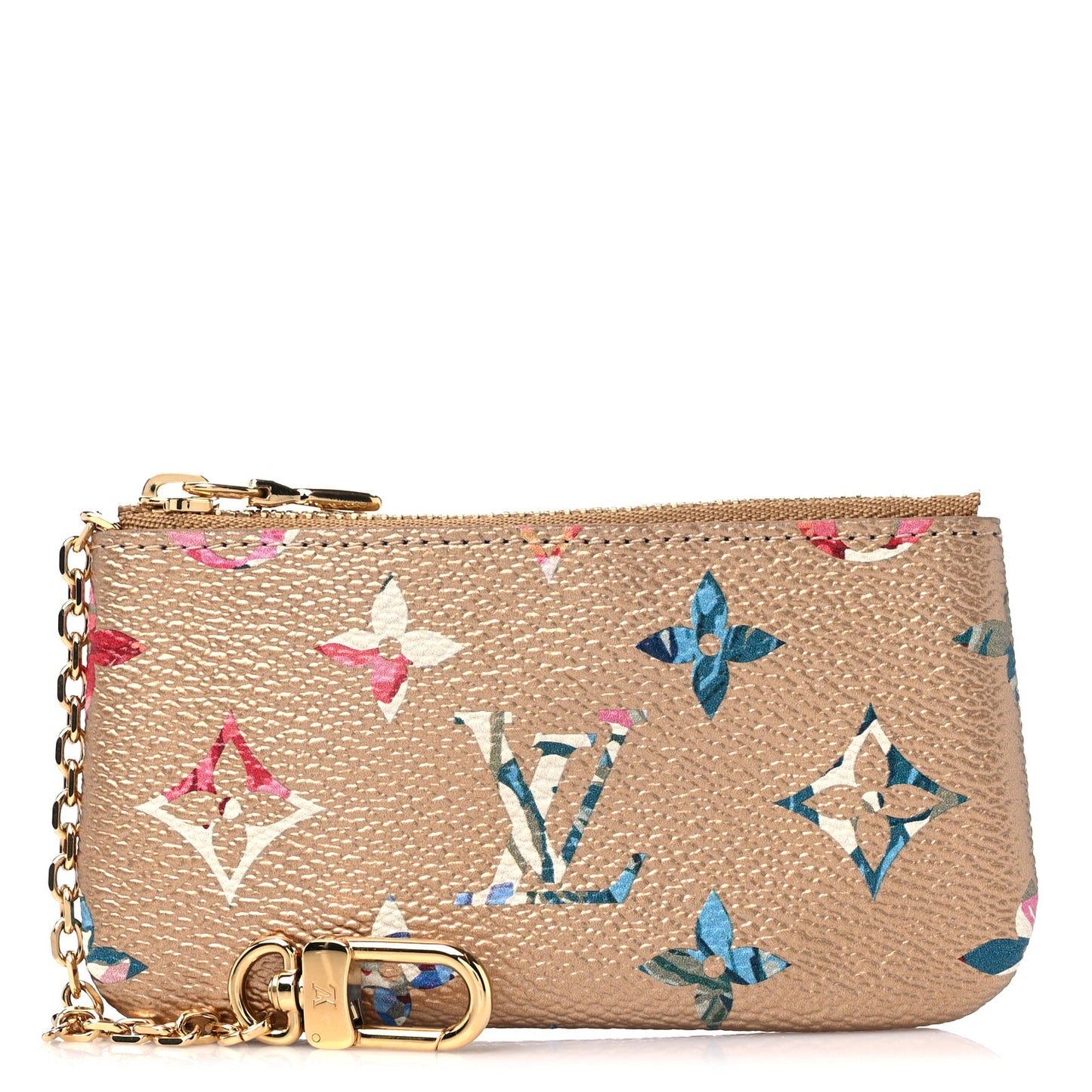 Metallic Monogram LV Garden Key Pouch Gold