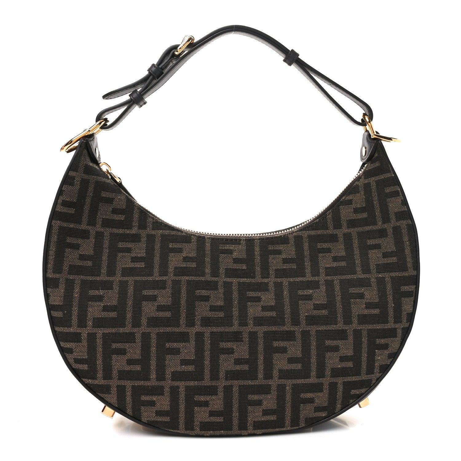 Fendi Fabric Jacquard Vitello Grace FF 1974 Small Fendigraphy Hobo Bag Tobacco Moro Ebano 1 of 10