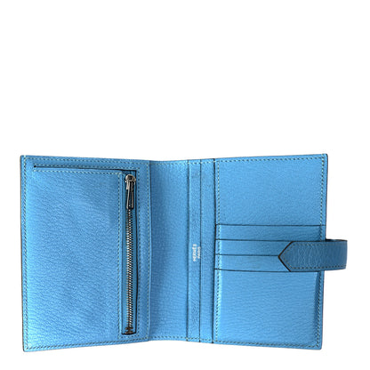 Hermes Chevre Mysore Bearn Compact Wallet Celeste 5 of 7