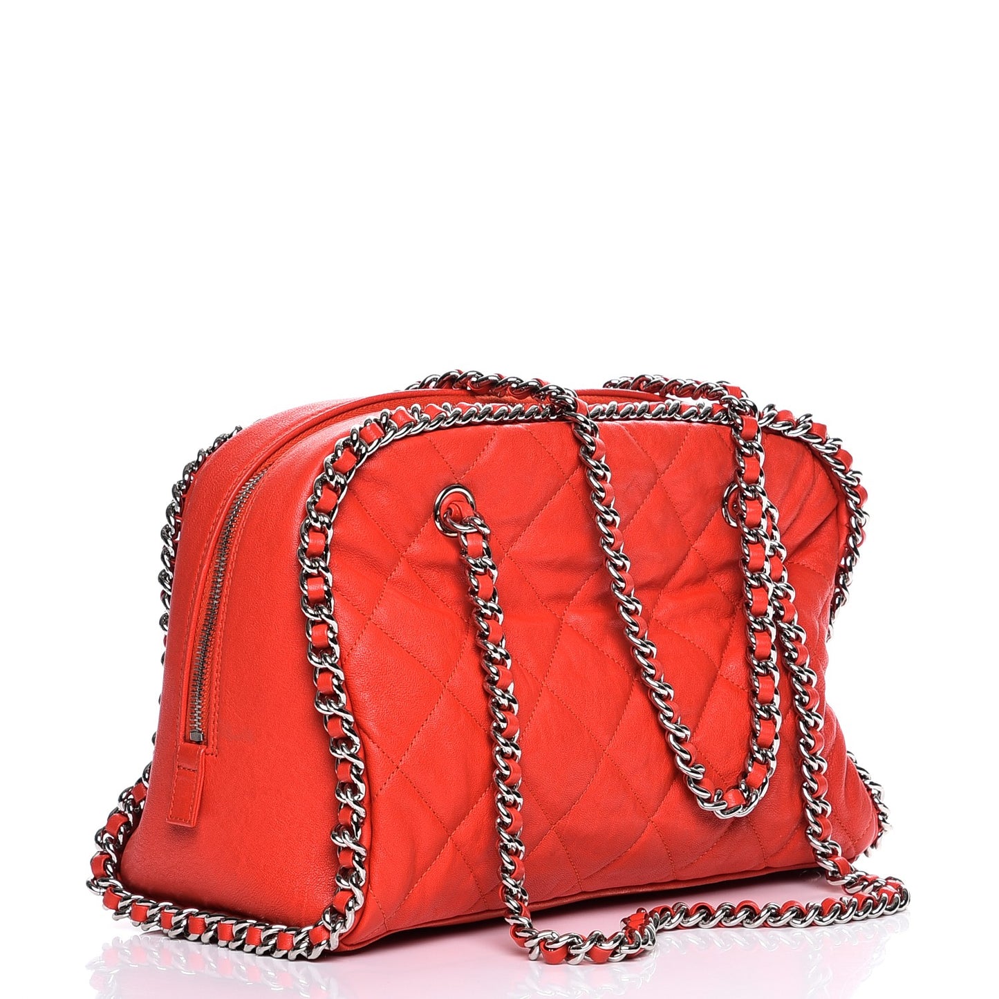 Washed Lambskin Chain Around Bowler Red