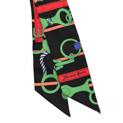 Hermes Silk Panoplie Equestre Twilly Caban Black Vert Rouge 2 of 4