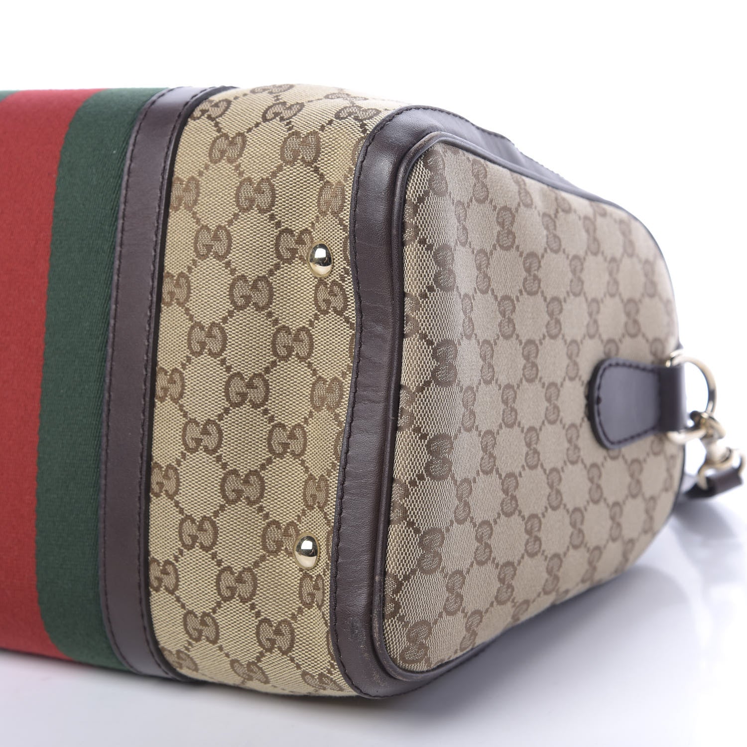Gucci Monogram Vintage Web Medium Boston Dark Brown 7 of 15