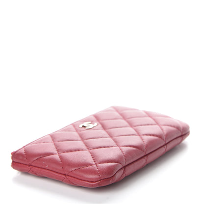 Chanel Lambskin Quilted Small Cosmetic Case Dark Pink 4 of 10