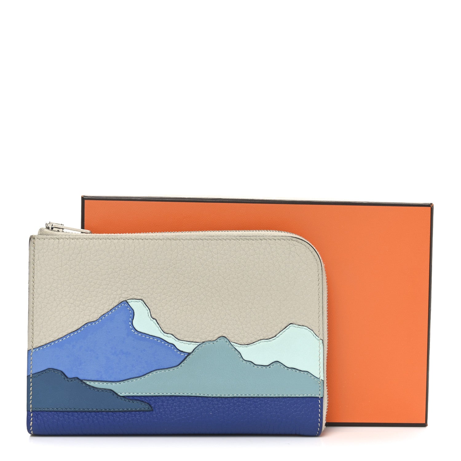 Hermes Togo Swift Endless Road Zip Wallet Gris Perle Bleu De Malte 8 of 8