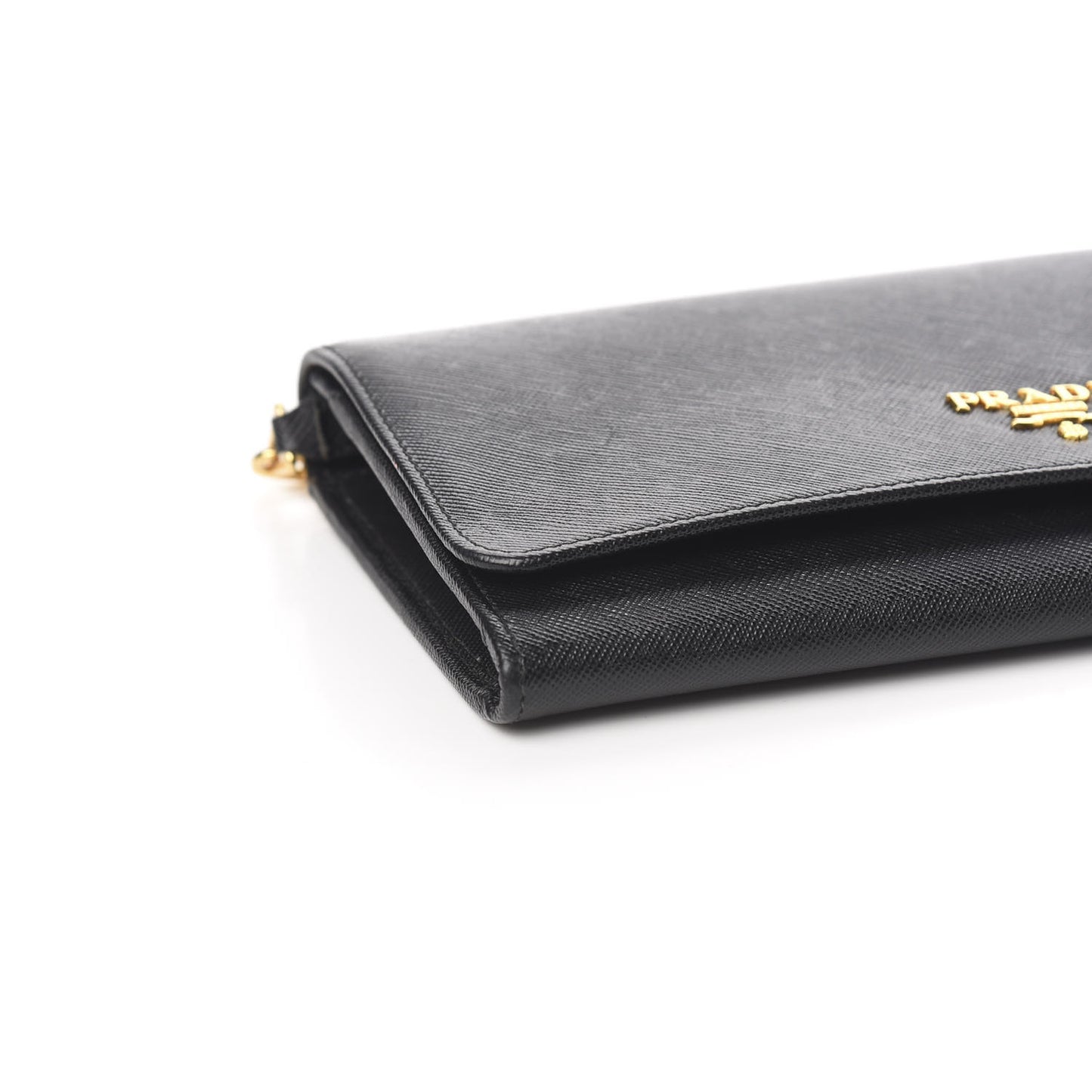 Saffiano Metal Oro Chain Wallet Black