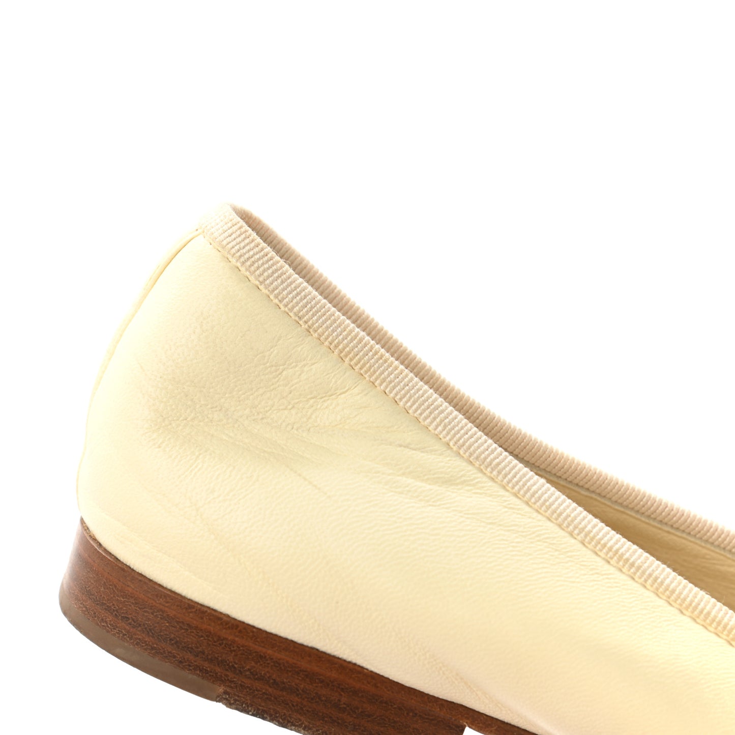 Lambskin Cap Toe Ballerina Flats 39 White Yellow