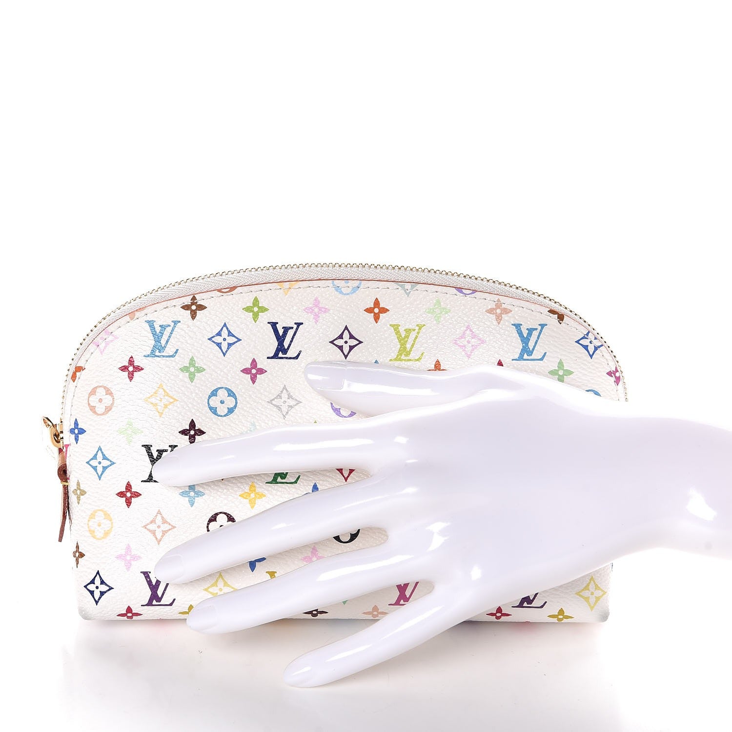 Louis Vuitton Monogram Multicolor Cosmetic Pouch White Litchi 2 of 6