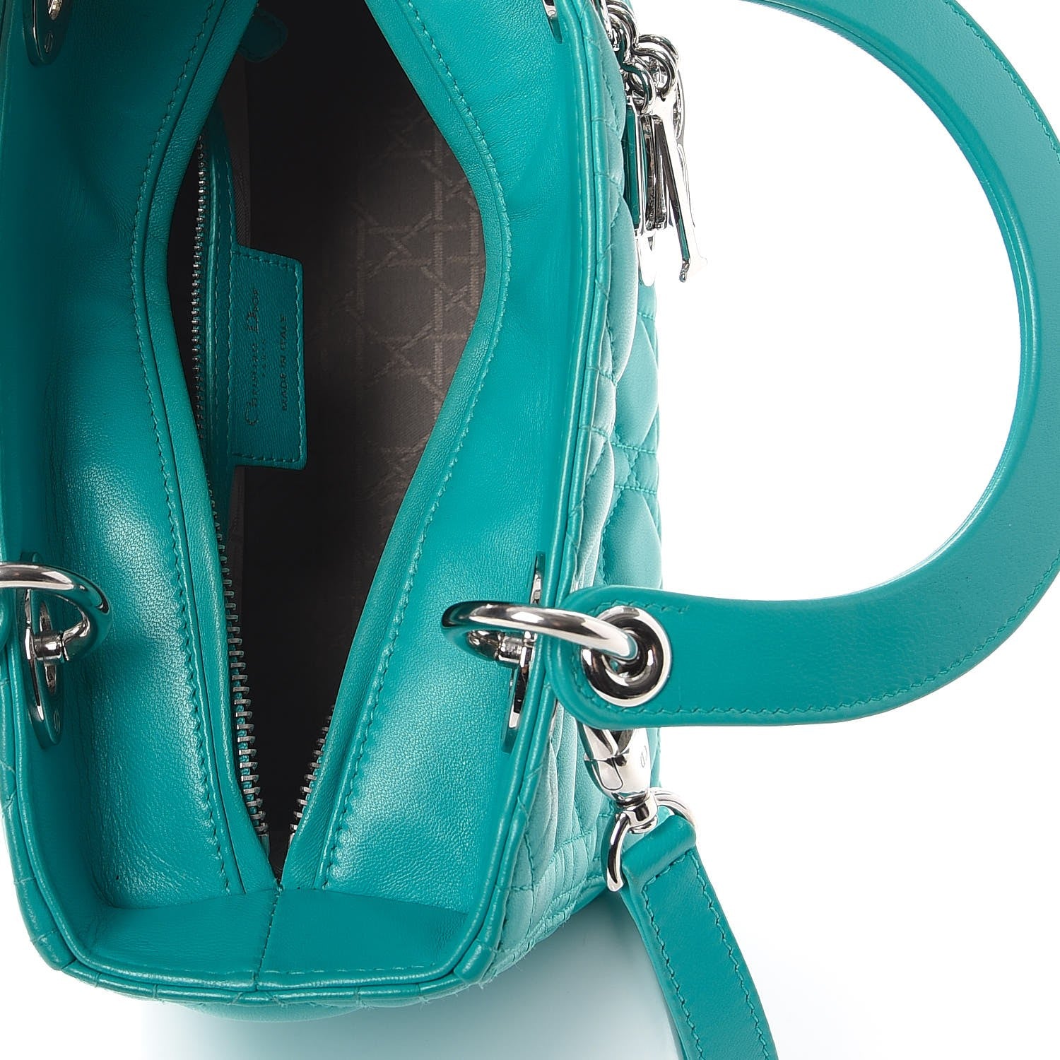 Christian Dior Lambskin Cannage Medium Lady Dior Turquoise 5 of 7
