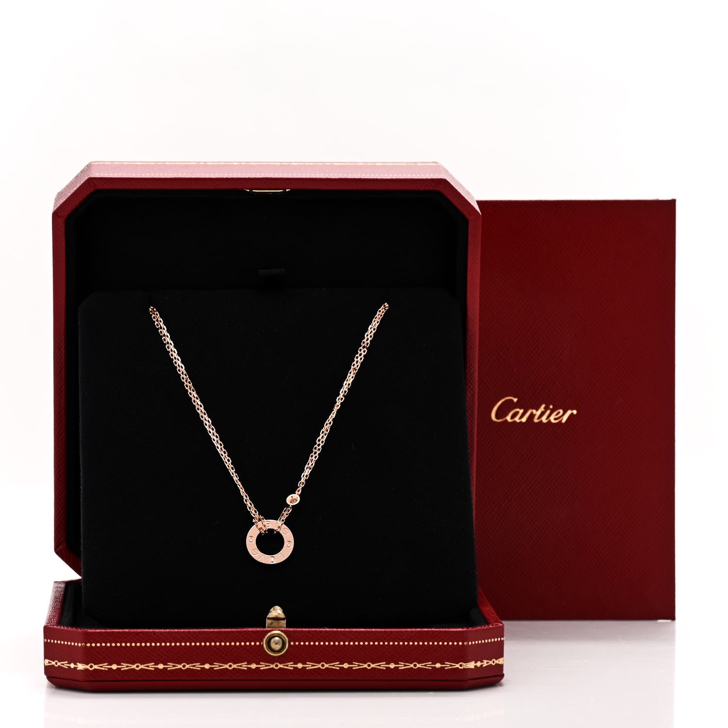 Cartier 18K Pink Gold 2 Diamond LOVE Necklace 6 of 6