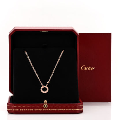 Cartier 18K Pink Gold 2 Diamond LOVE Necklace 6 of 6