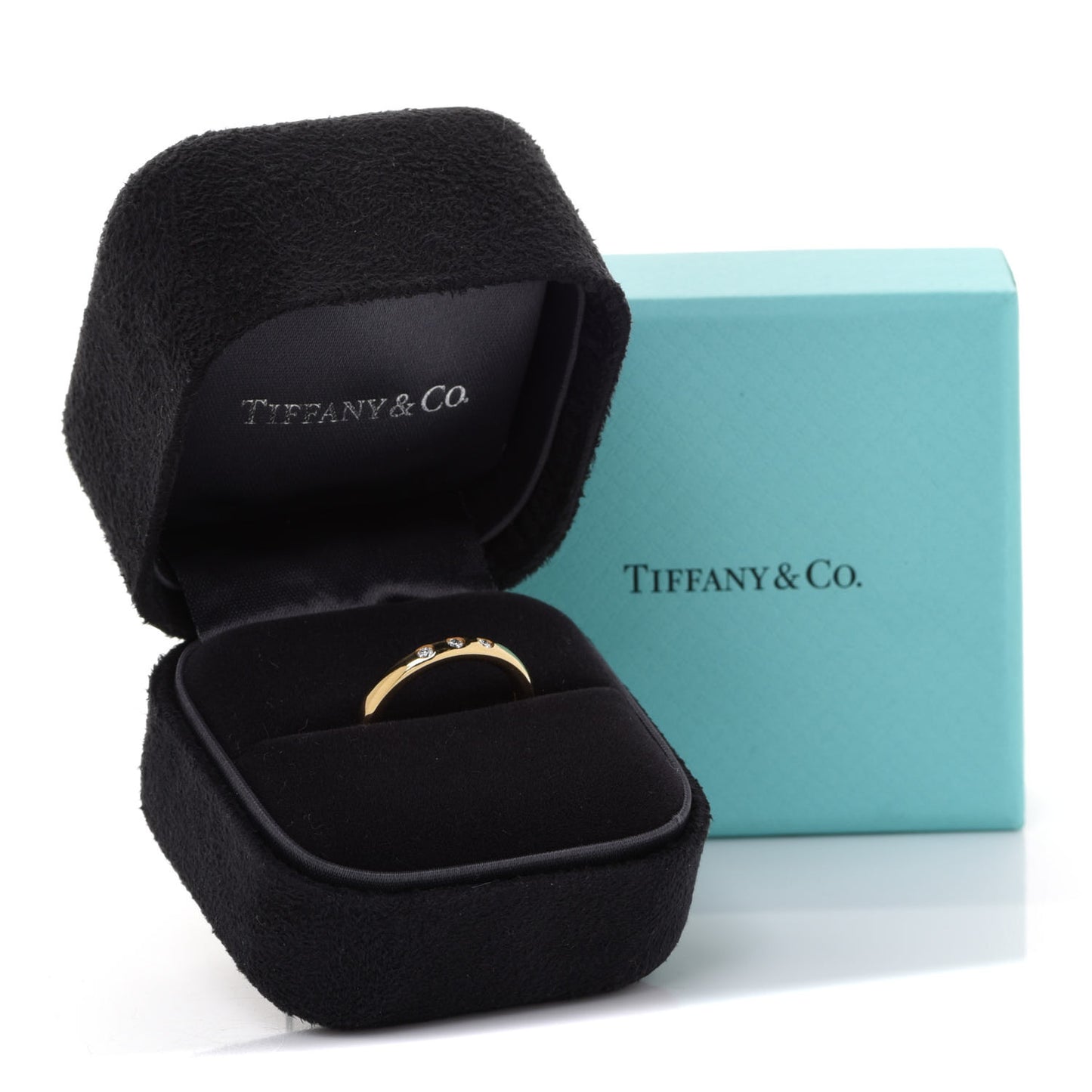 18K Yellow Gold Diamond Elsa Peretti Stacking Band Ring 50 5.5