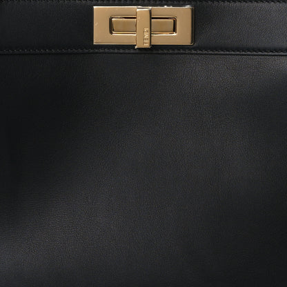 Fendi Vitello Seta Shiny Nappa Medium Peekaboo I SEE U Satchel Black Light Rose 8 of 10