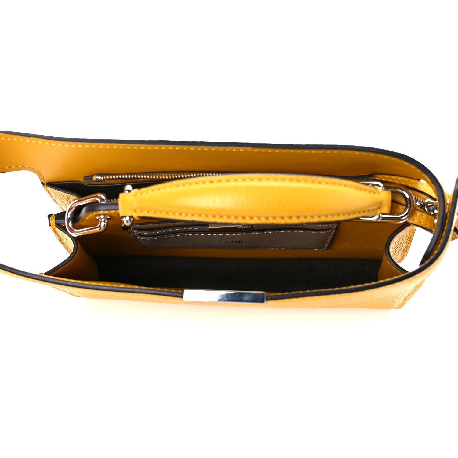 Fendi Cuoio Romano Vitello Cover Bi-Color Peekaboo I See U X Cross Satchel Sunflower Stone Mimosa 5 of 11