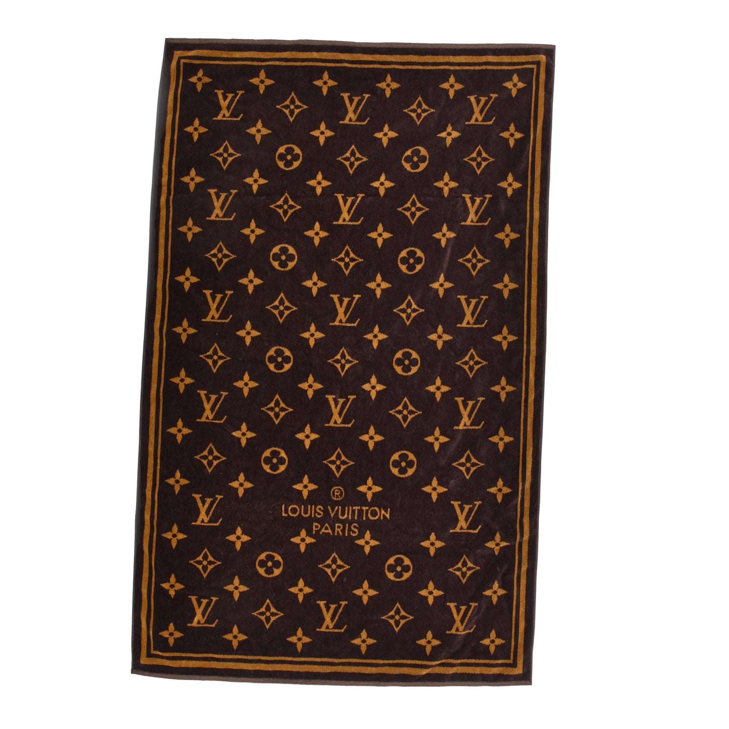 Cotton Monogram Classic Beach Towel Brown