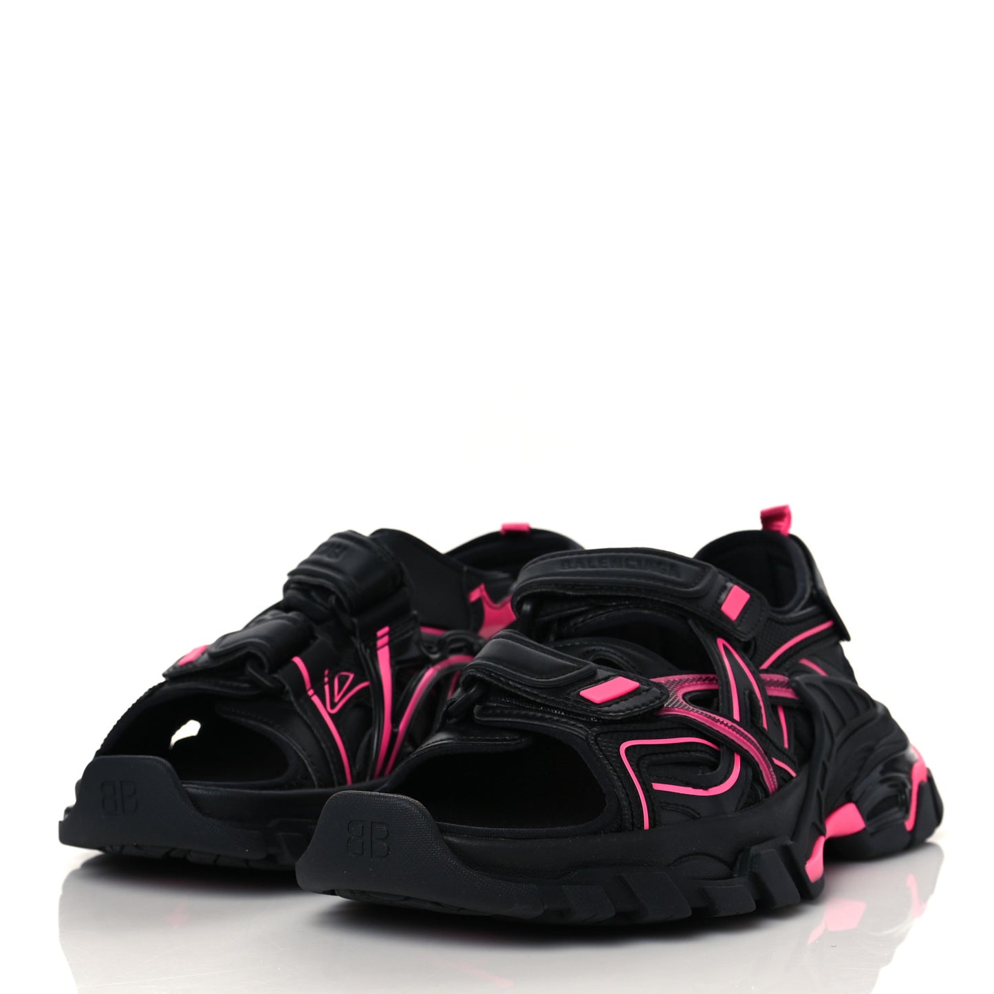 Rubber Neoprene Bi-Color Womens Track Sandals 36 Black Fluo Pink