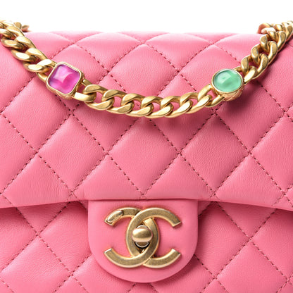 Chanel Lambskin Resin Quilted Mini Pearl Samba Square Flap Pink 11 of 11