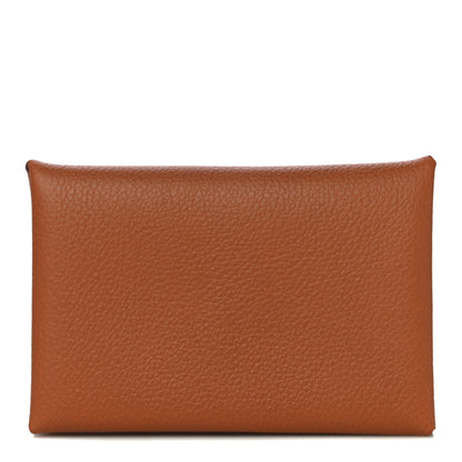 Hermes Evercolor Calvi Verso Card Case Gold Beige De Weimar 1 of 10