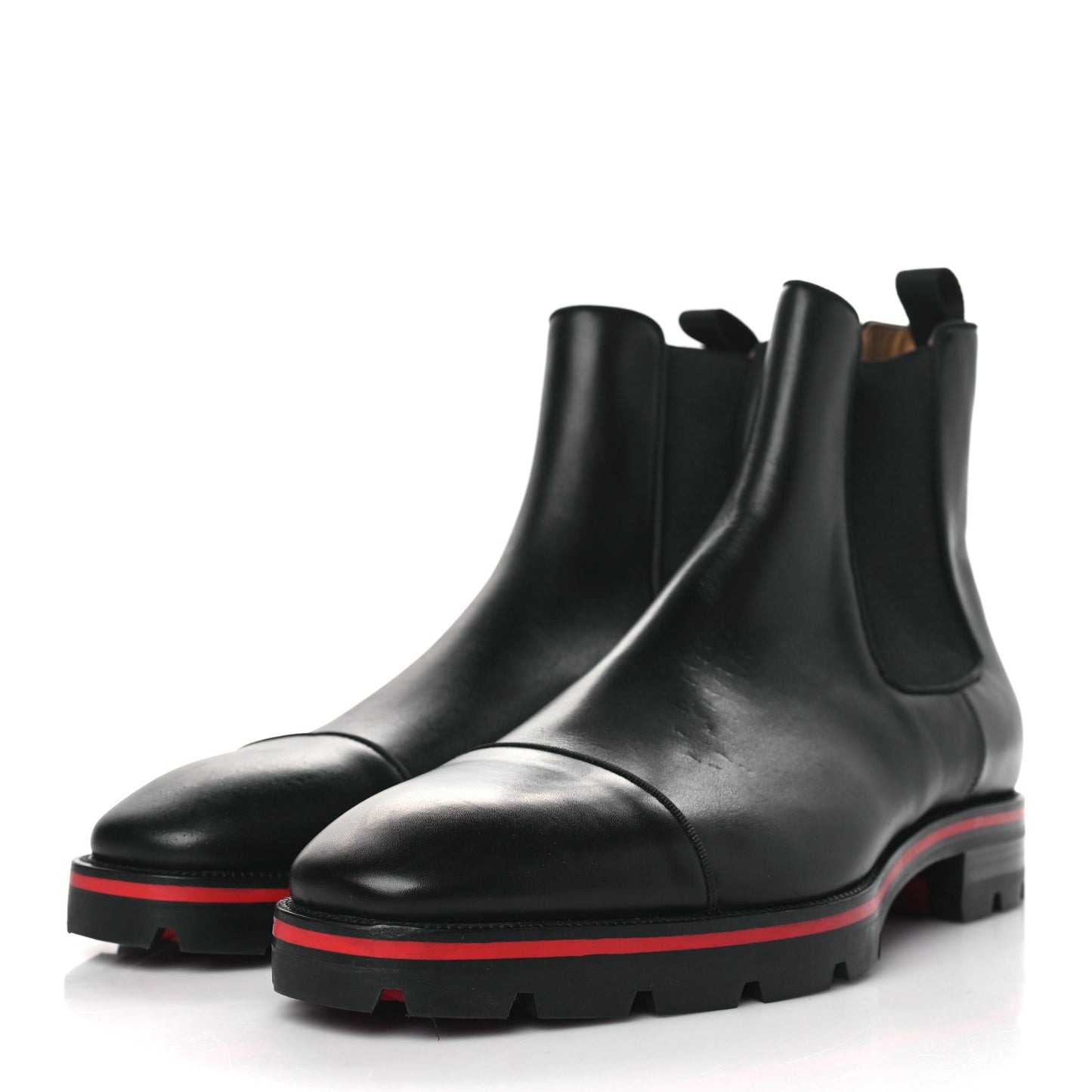 Calfskin Mens Melon Flat Chelsea Boots 46 Black