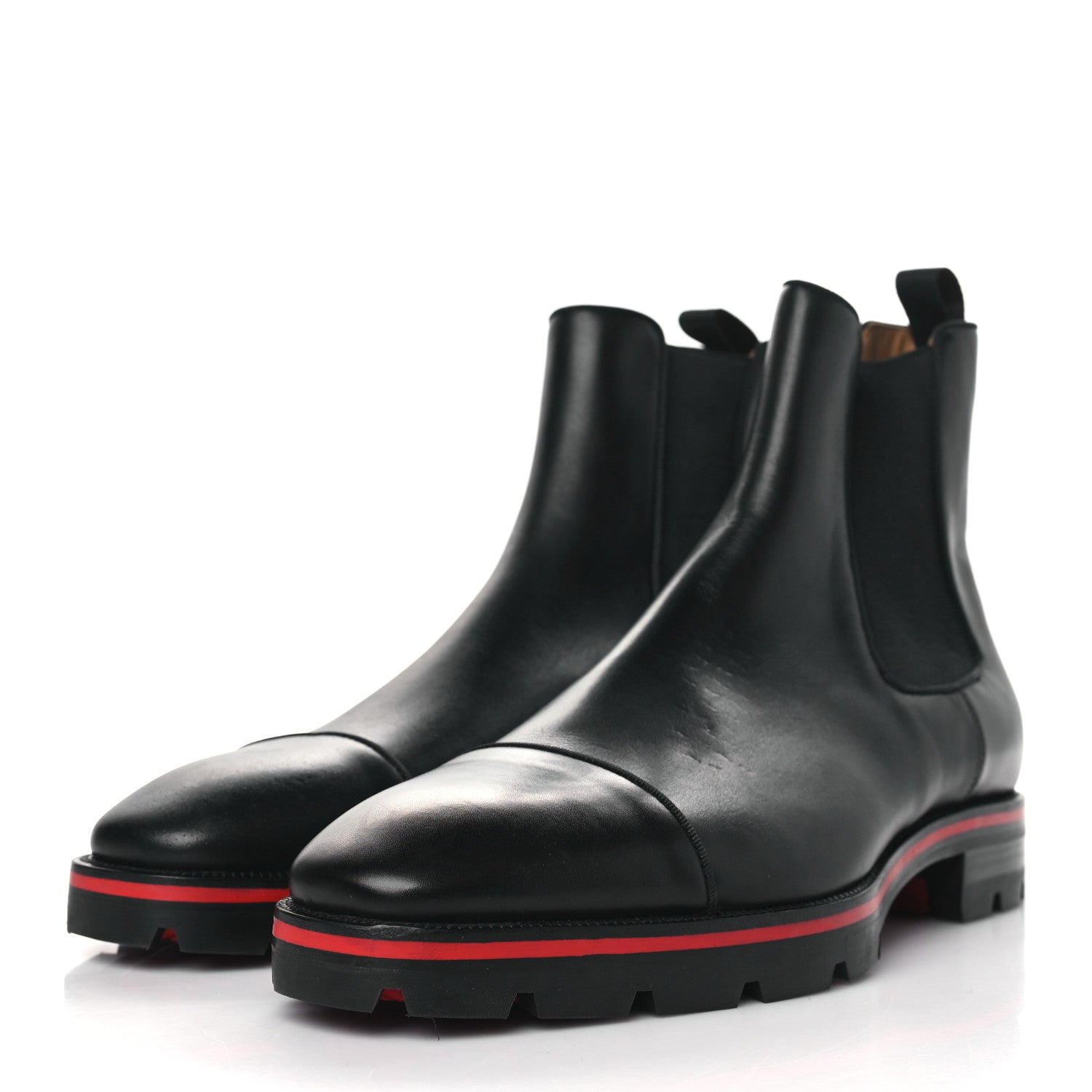 Christian Louboutin Calfskin Mens Melon Flat Chelsea Boots 46 Black 3 of 9