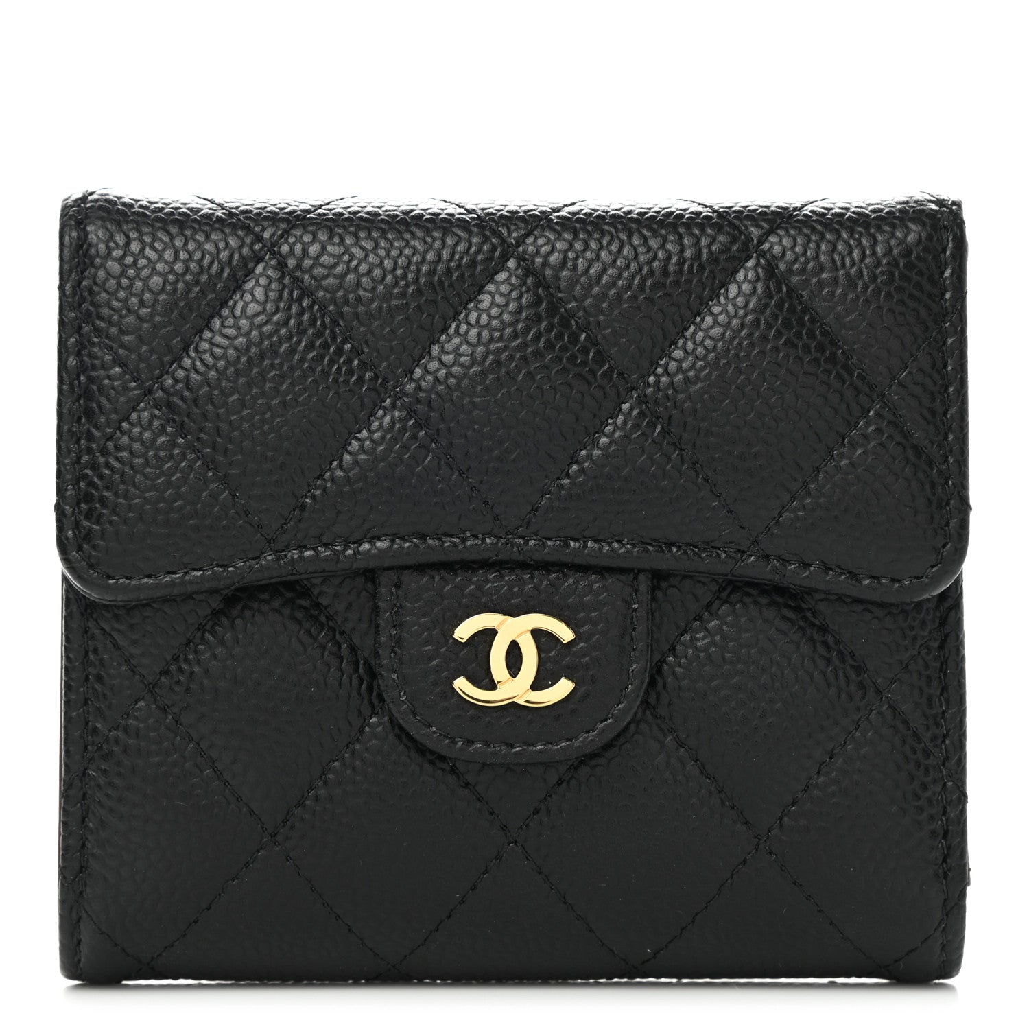 Chanel Caviar Quilted Compact Flap Wallet Black 1 of 9