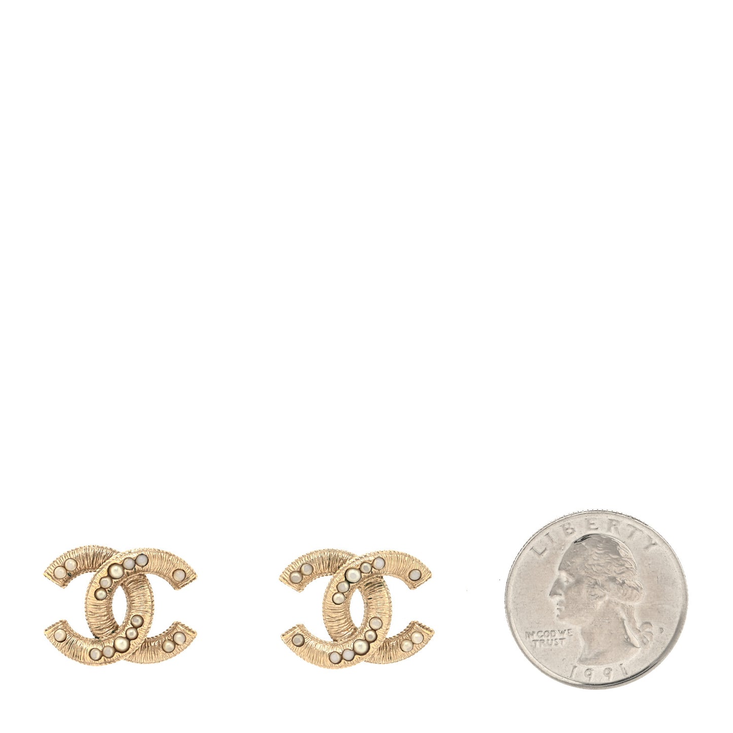 Pearl CC Earrings Light Gold