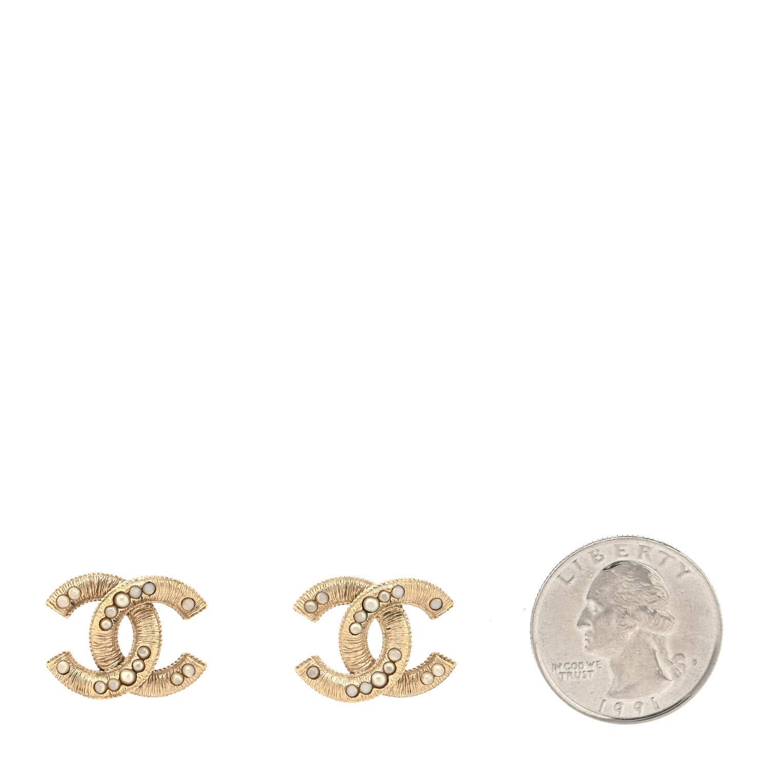 Chanel Pearl CC Earrings Light Gold 2 of 4