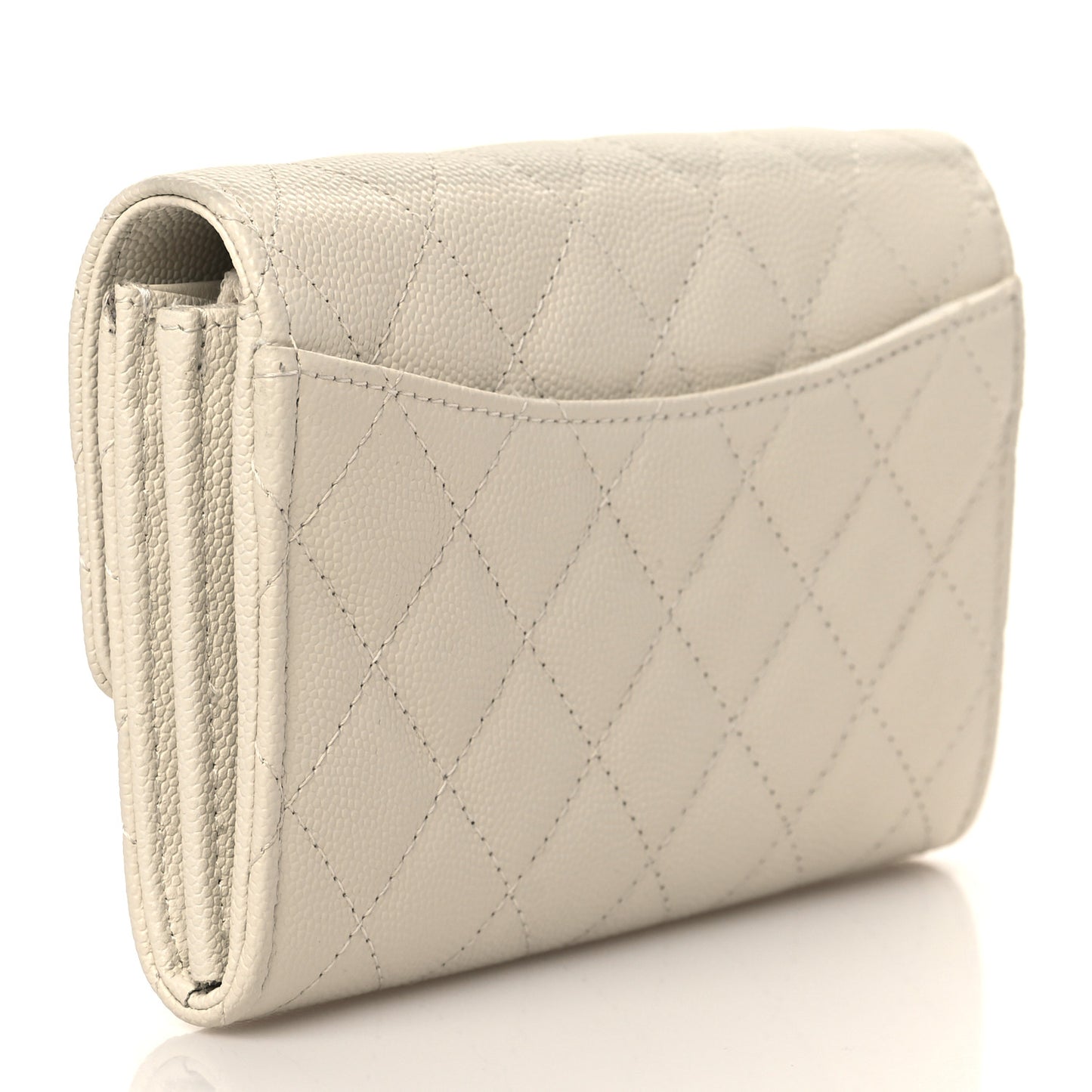 Caviar Quilted Medium Flap Wallet White