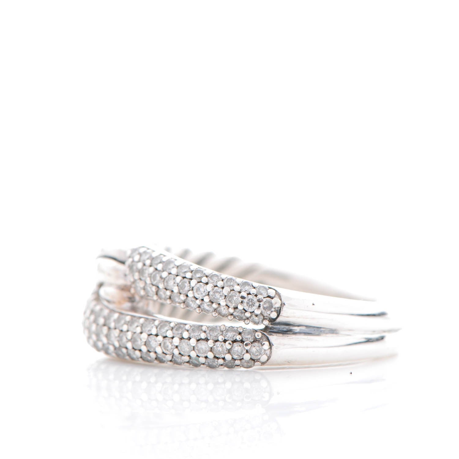 David Yurman Sterling Silver Pave Diamond Single Loop Labyrinth Ring 6.75 3 of 6