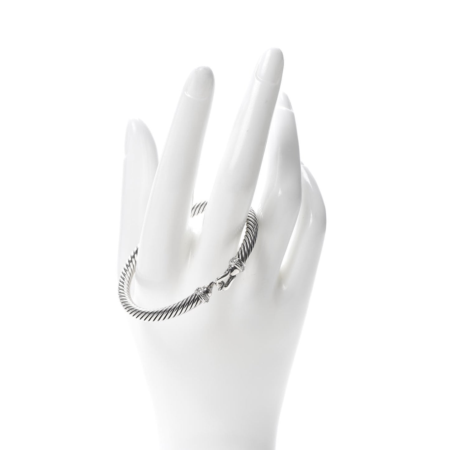 Sterling Silver Diamond 5mm Cable Buckle Bracelet