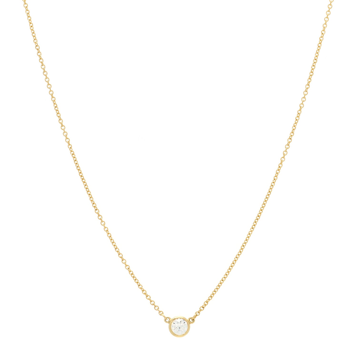 Tiffany 18K Yellow Gold Diamond .25ct Elsa Peretti Diamonds by the Yard Pendant Necklace 1 of 5