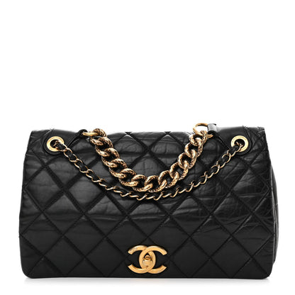 Chanel Aged Calfskin Quilted Medium Pondichery Flap Black 1 of 17