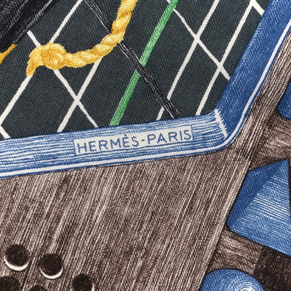 Hermes Cashmere Silk The Game Scarf 100 Anthracite Rouge Vert 3 of 5