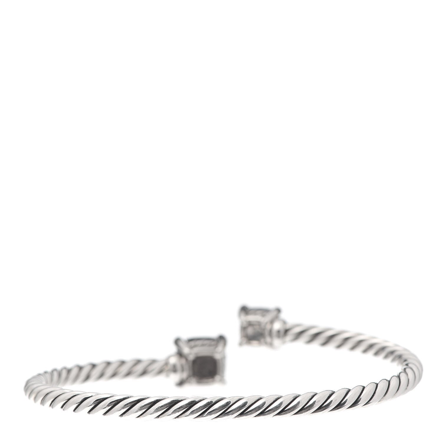 David Yurman Sterling Silver Diamond Black Onyx Hematite 4mm Chatelaine Bypass Bracelet 3 of 4