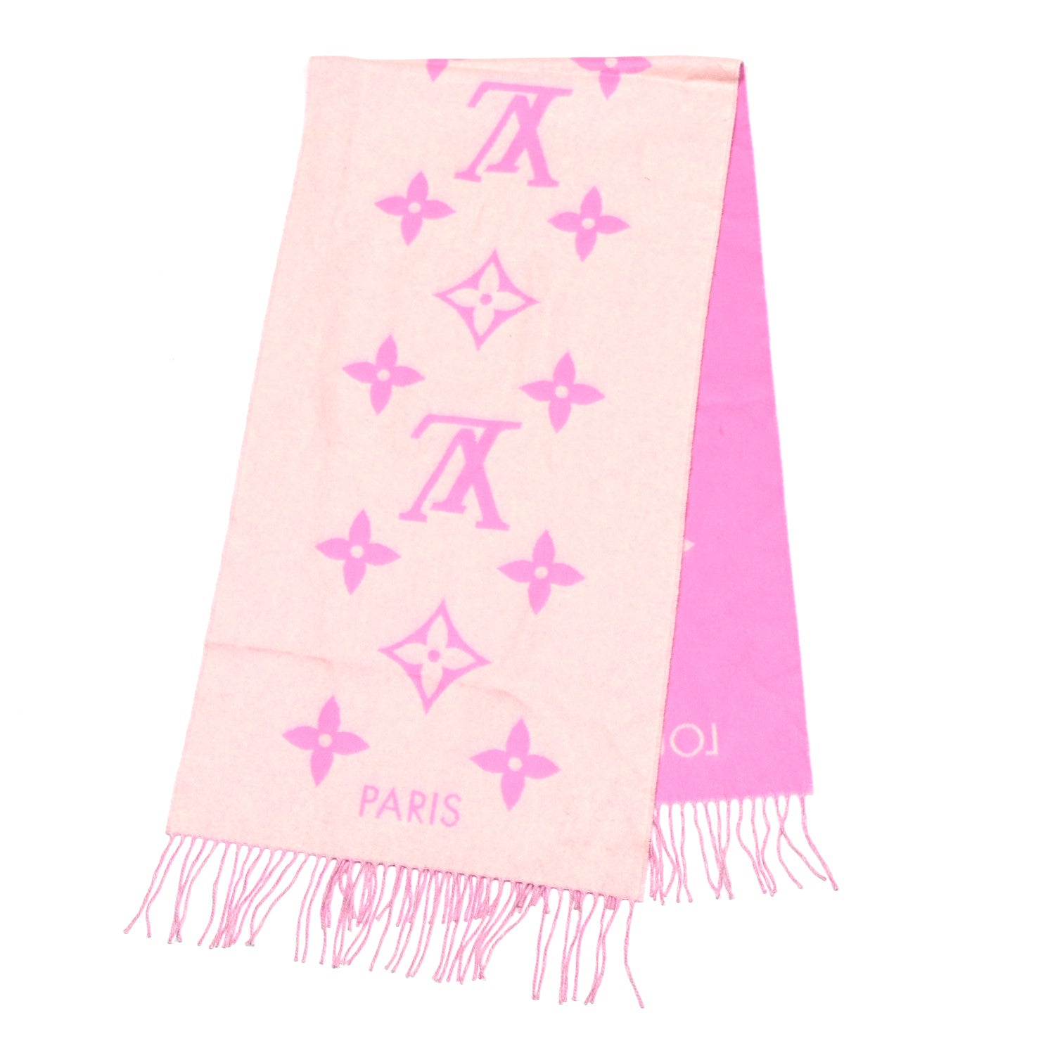 Louis Vuitton Cashmere Monogram Reykjavik Scarf White Pink 3 of 5