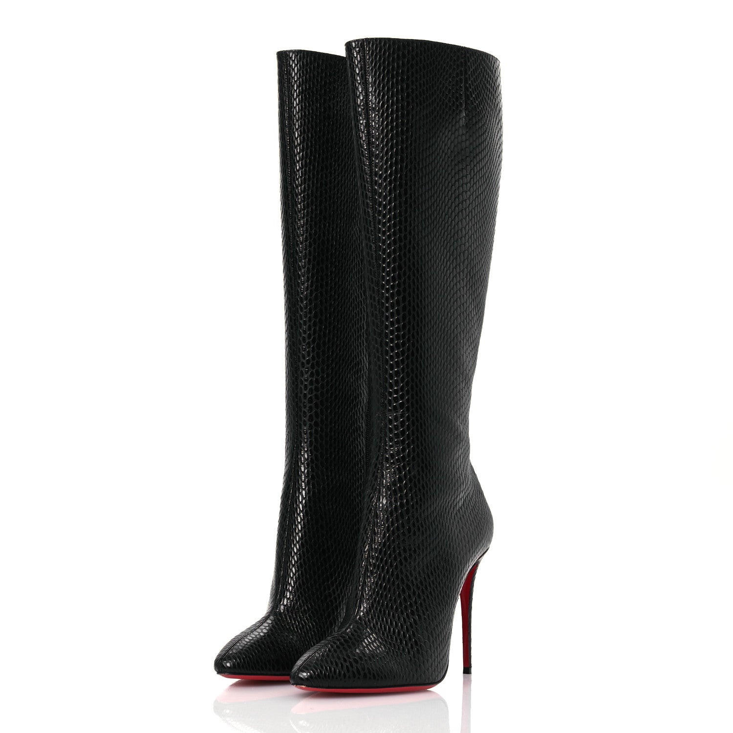 Christian Louboutin Calfskin Jurassic Embossed Eloisa Botta 100 Knee Boots 38 Black 4 of 12