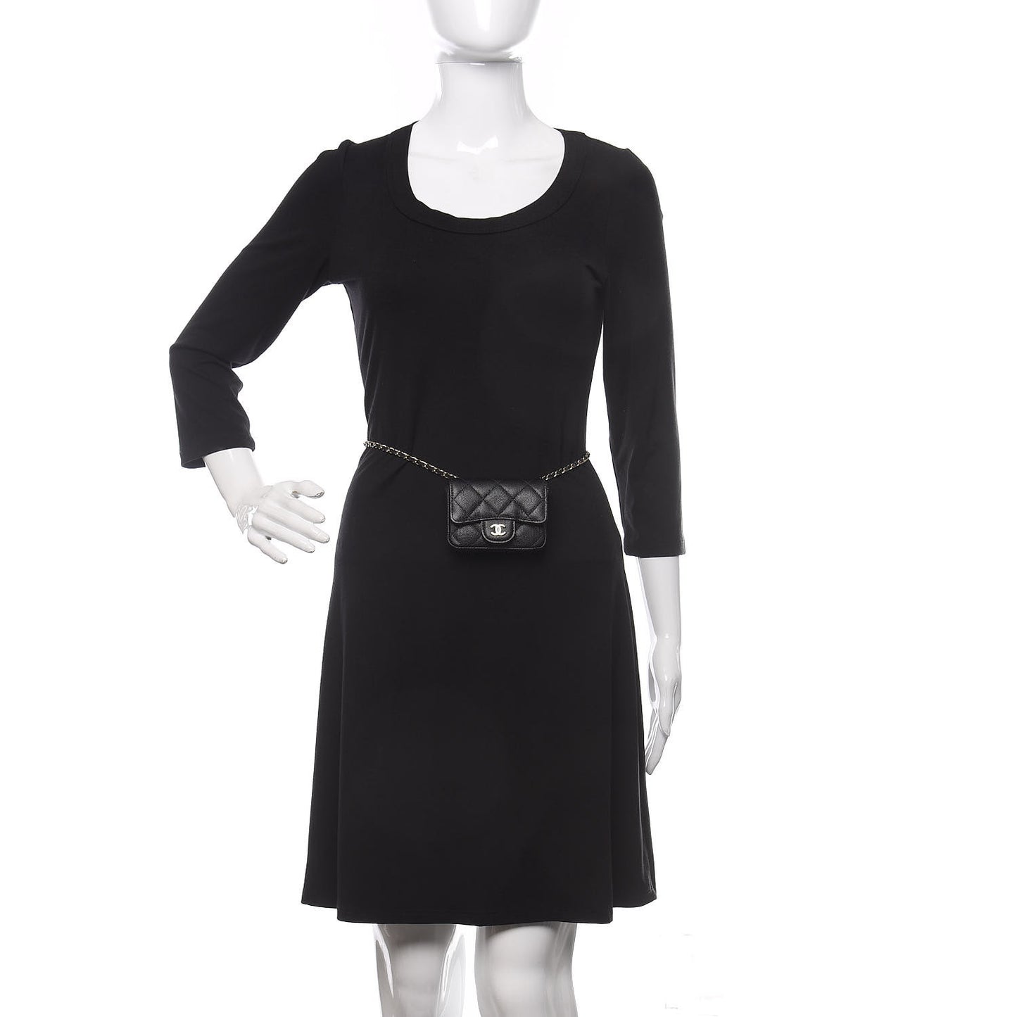 Caviar Quilted Mini Chain Belt Bag Black