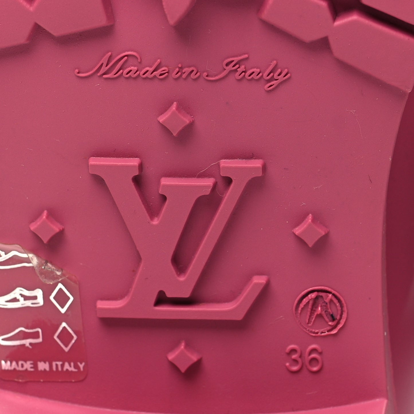 Rubber Embossed Monogram Splash Rain Boots 36 Pink