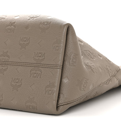 MCM Calfskin Ottomar Monogram Medium Klara Shopper Tote Dove 10 of 14