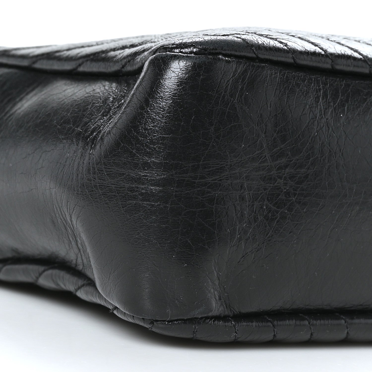 Saint Laurent Cracked Shiny Calfskin Matelasse Monogram Lou Camera Bag Black 7 of 8